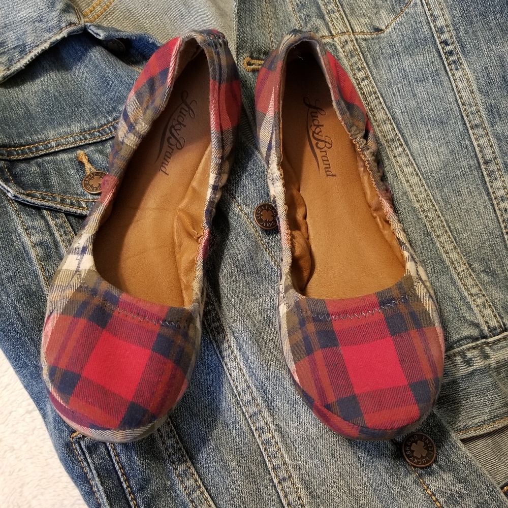 Lucky Brand Plaid Ballet Flats, Size 7.5